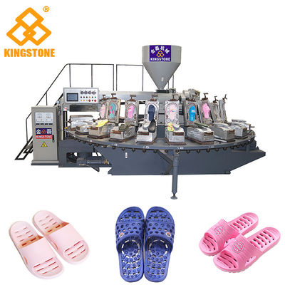 Rotary 2 Color PVC PCU Slipper Making Machine With Air Blowing System